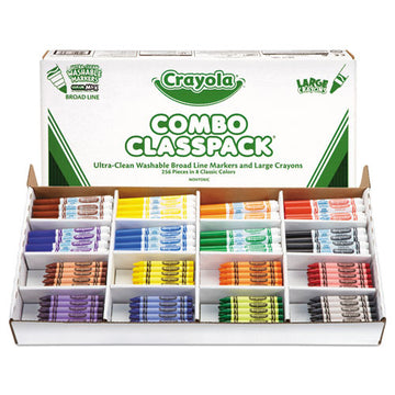 Crayola® Crayon And Ultra-clean Washable Marker Classpack, 8 Colors, 128 Each Crayons-markers, 256-box freeshipping - TVN Wholesale